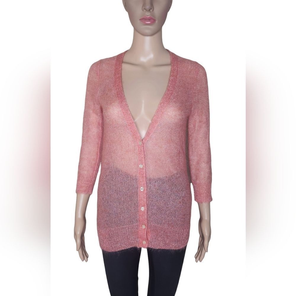 J. Crew womens light orange knit mohair buttoned front lightweight cardigan XS